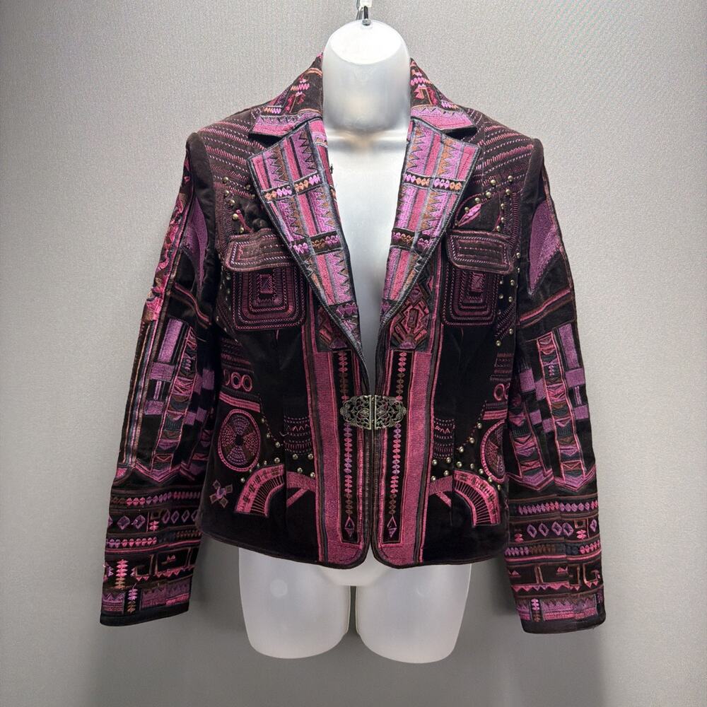 Vtg Peter Nygard Women’s Velvet Embroidered Blazer Victorian whimsigoth Size 8